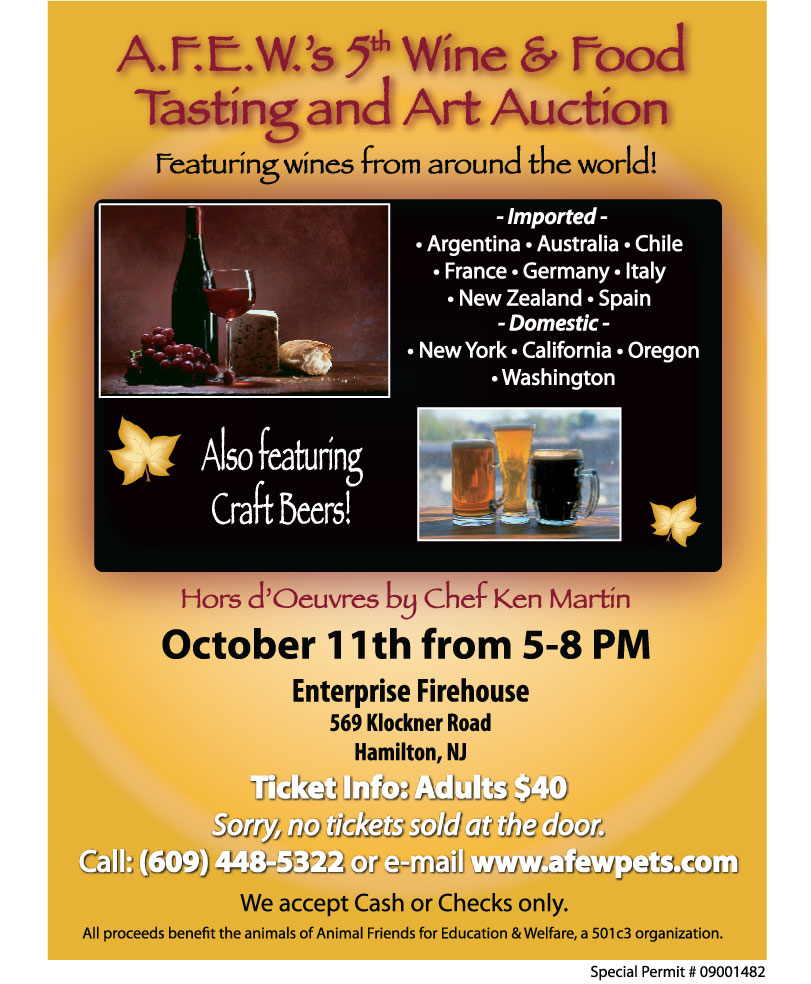 A.F.E.W.'s 5th Annual Wine & Food Tasting and Art Auction